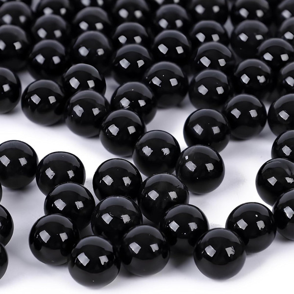 DomeStar 1 LB Glass Marbles Bulk, 0.63 Inch Black Glass Beads for Vases