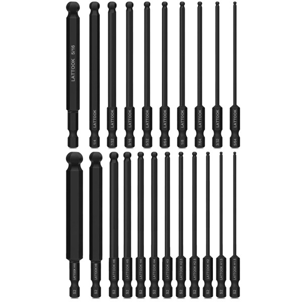 4'' Long Ball End Hex Head Allen Wrench Drill Bit Set(Metric & SAE)