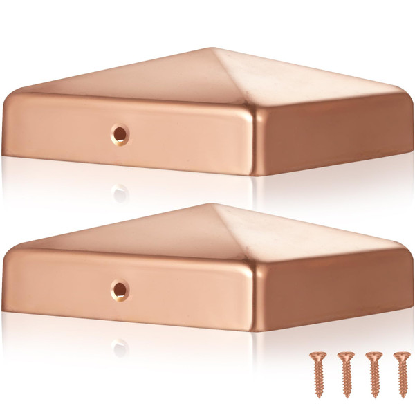 Tandefio 2 Pcs 6''x 6'' Solid Copper Post Caps with Screws