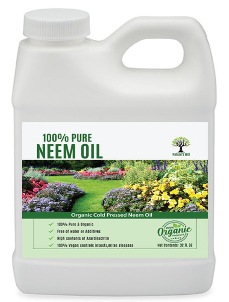 Nature's Will 100% Pure Organic Neem Oil, Cold Pressed and Unrefined, Water Soluble Concentrated, Non-GMO for Indoor and Outdoor Plants and Vegetable (16, Ounces)