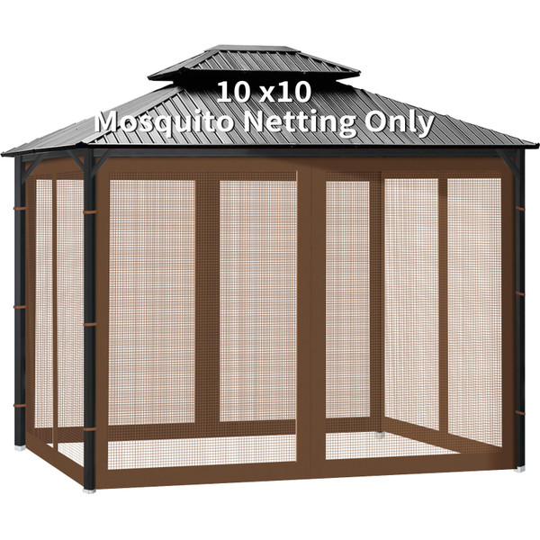 10' x 10' Gazebo & Pop Up Canopy Tent Replacement Mosquito Netting (Brown)