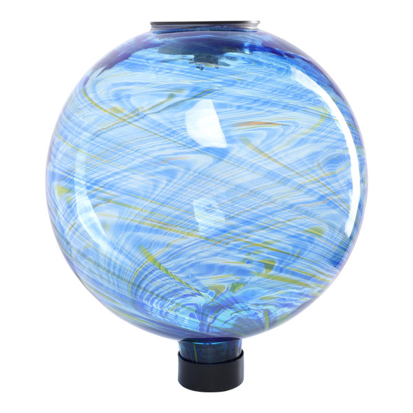 VCUTEKA Solar Gazing Ball, Glass Garden Globes for Outdoor Decor, 10" Blue