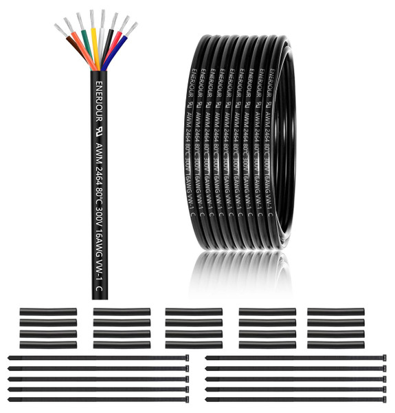 16 Gauge 8 Conductor Electrical Wire 50FT, UL 2464 16 AWG 8 Wire Cable