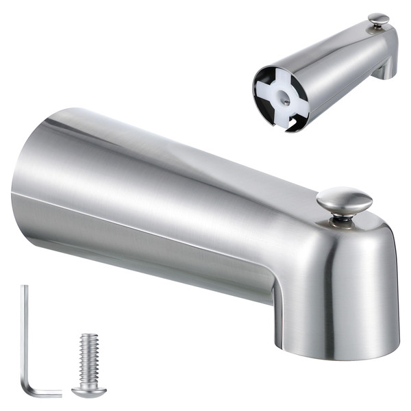 7" Slip on Tub Spout with Diverter Compatible with Moen, Brushed Nickel