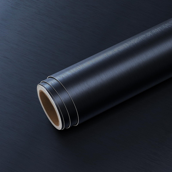 VEELIKE Brushed Navy Blue Stainless Steel Contact Paper for Appliances Refrigerator 32''x118'' Kitchen Countertop Peel and Stick Waterproof Fridge Wrap Blue Metallic Wallpaper Self Adhesive Vinyl Roll