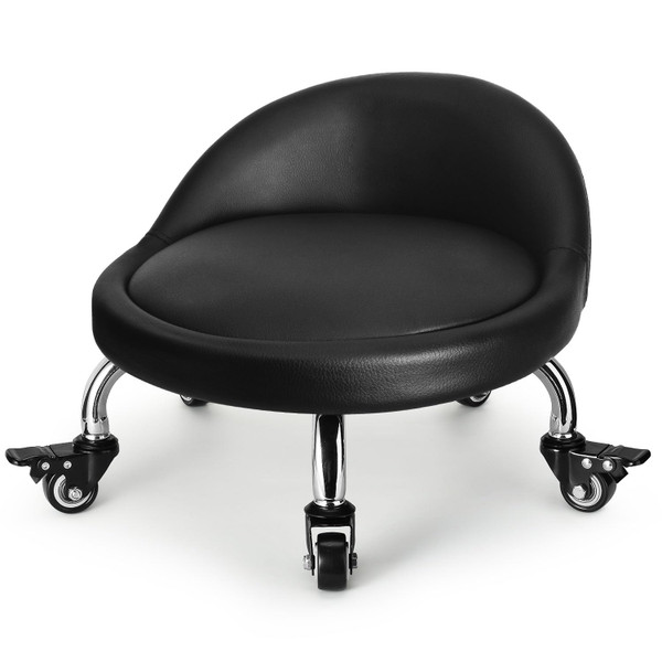 FLOLXNB Low Height Rolling Stool,Low Stool Chair with Back,Low Roller Seat Stool Chair,Rolling Stool for Home Office Garage Shop,M