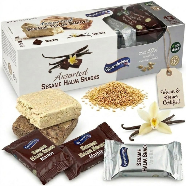 Halva Bars, Vanilla & Marble - Israeli Sesame Tahini, Vegan Kosher Snacks