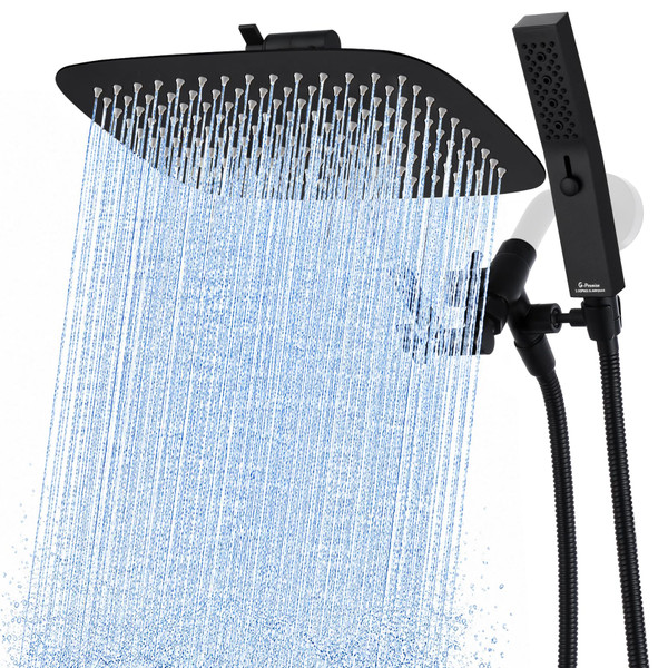 G-Promise All Metal 12" Rain Shower Head with Handheld for Bathroom Upgrade