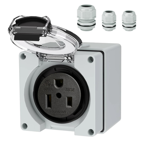 Suplevel 50 Amp Power Outlet Box, NEMA 6-50R 250 Volt EV Welder Receptacle