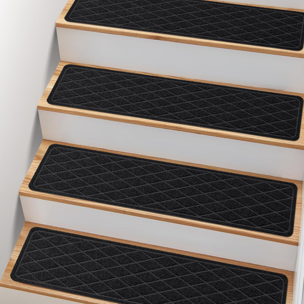Non Slip Stair Treads for Wooden Steps,15 Pack 8" X 30" Stairs Carpet Treads Indoor with Reusable Peel and Stick Adhesive for Kids Elders and Pets,Polyester TPR Backing