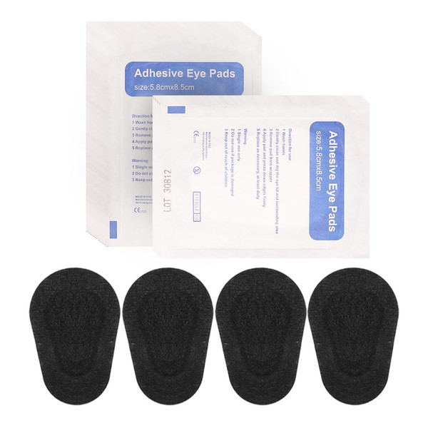 Lsenrioy 60pcs Sterile Non-Woven Eye Pads Patches, Black Eye Patches for Adults, Latex Free Disposable Eye Patch Adhesive Bandages for Amblyopia (3.3 x 2.3 Inch) (60)
