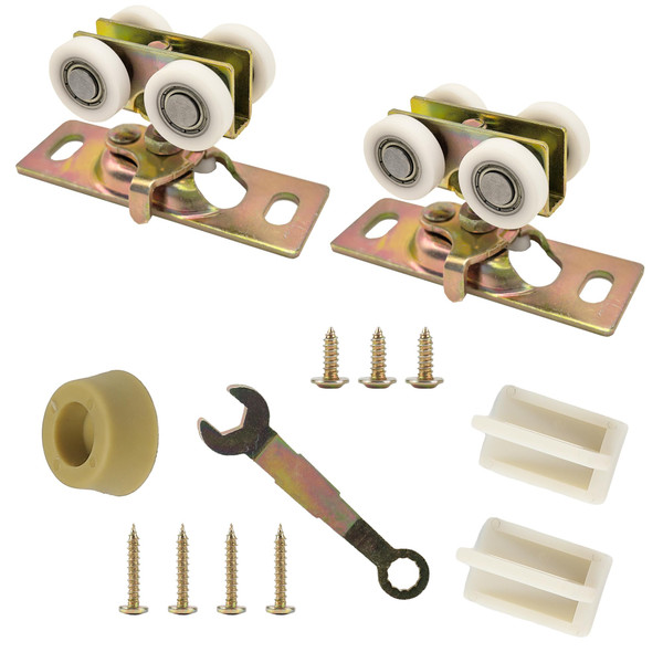 3/4" RV Pocket Door Ball Bearing Hangers Fit Johnson Part #1025, #JR20565 & #H530, Works with 111/118F Series Track, Upgraded Quad Rollers, 13/16" C.T.C, Min. 1" Thick Doors, 2 Pack