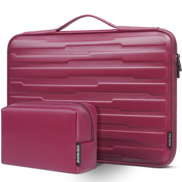 DOMISO 17.3 inch Cases Adapted for Computers, Water-Resistant Shockproof Notebook Case Bag with Handle and Accessory Bag Compatible with 17.3" Dell/HP/ThinkPad IdeaPad/ASUS Vivobook,Wine Red