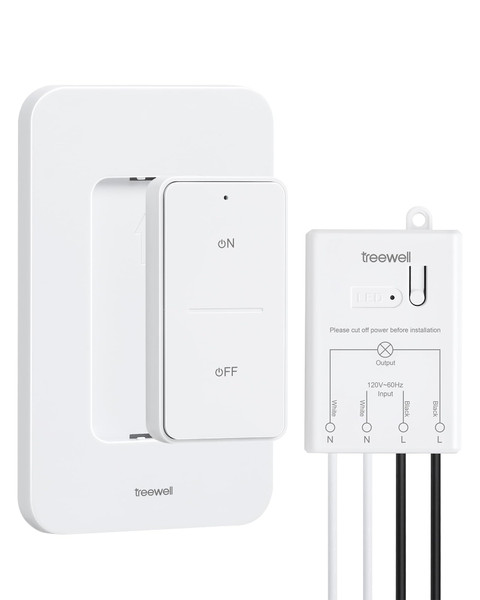 TREEWELL Wireless Light Switch and Receiver Kit, 200FT RF Long Range