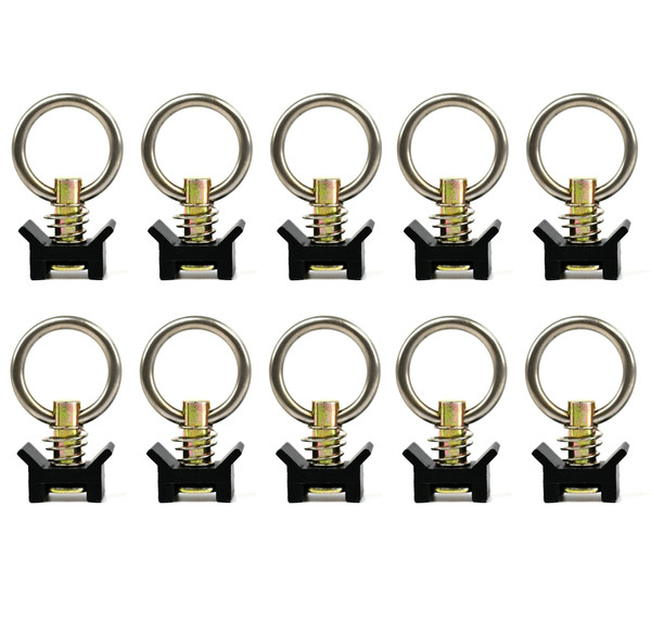 VanEssential Venture L-Track Spring Loaded Adjustable Tie Down Ring - Black - 10 pcs