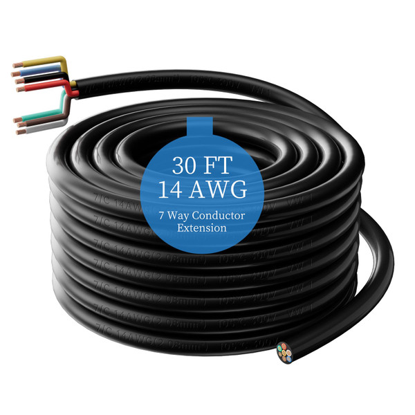 Gubrdfrsod Pure Copper 30 FT 7 Way Trailer Wire Round 7 Wire Trailer Cable