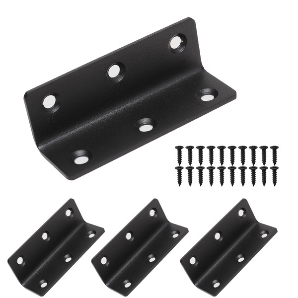 Redunest 4 Pack 3.2" Black Heavy Duty Corner Brace, 80mm Length Brackets