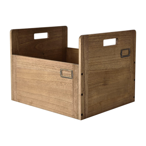 KIRIGEN Wooden Vinyl Record Storage Crate Box, Holds 80 LP Albums, Brown