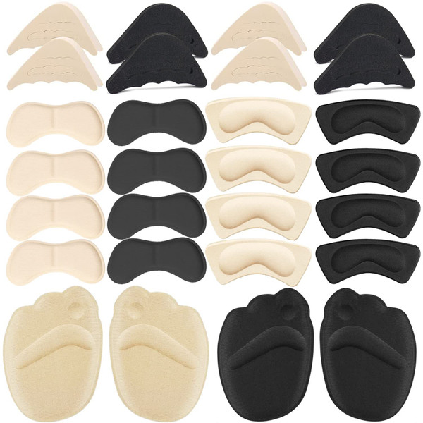 16 Pairs Shoe Filler Heel Pads for Womens Shoes - Shoe Filler for Too Big Shoes Women with Toe Inserts, Toe Inserts for Too Big Fit