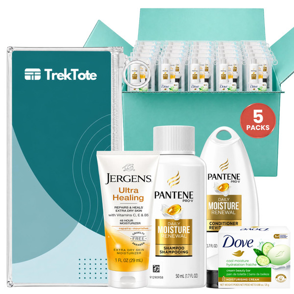 Bulk Travel Size Shampoo and Conditioner Lotion Soap Amenities (5 Pack)