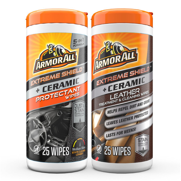 Armor All Extreme Shield Ceramic Protectant Wipes, Leather Wipes, 2 Count