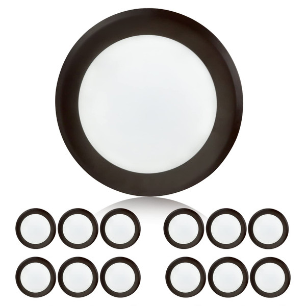 TOPELER 12Pack Bronze Surface Mount LED Ceiling Light, 6 Inch Dimmable LED Downlight, 15W 4000K Cool White, Dimmable Low Profile Recessed Disc Light for Home Improve, ETL Listed