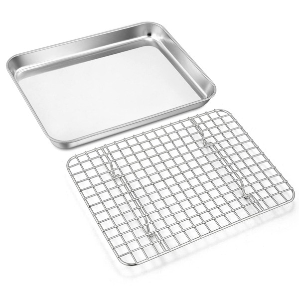 Joyfair 9” Baking Sheet Pan with Rack, Stainless Steel Toaster Oven Tray