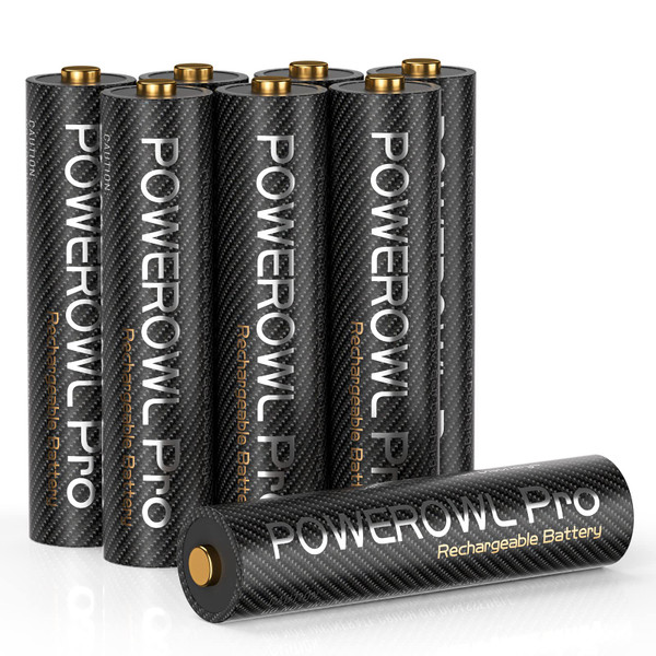 POWEROWL Goldtop Rechargeable AAA Batteries PRO, High Capacity 1100mAh, Premium NiMH Triple A Battery -8 Count
