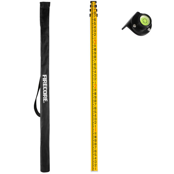 Firecore 13 ft Aluminum Grade Rod, 8ths, Telescopic, Bubble Level