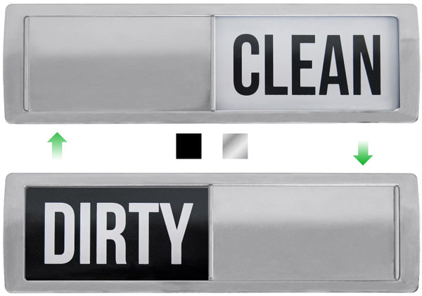 GORILLA GRIP Clean Dirty Dishwasher Magnet Sign, Large Font, Silver