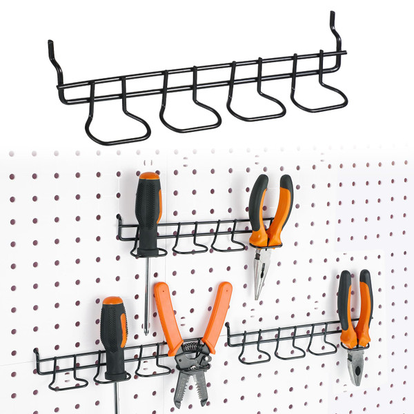 Coume 4 Pcs Pegboard Tool Holder Hooks for Screwdriver Pliers, Black