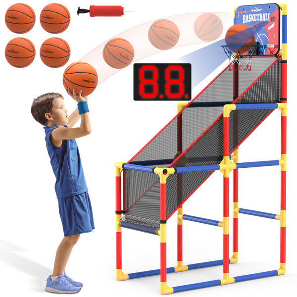 EagleStone Kids Arcade Basketball Hoop Game with Scoreboard and Ball Return