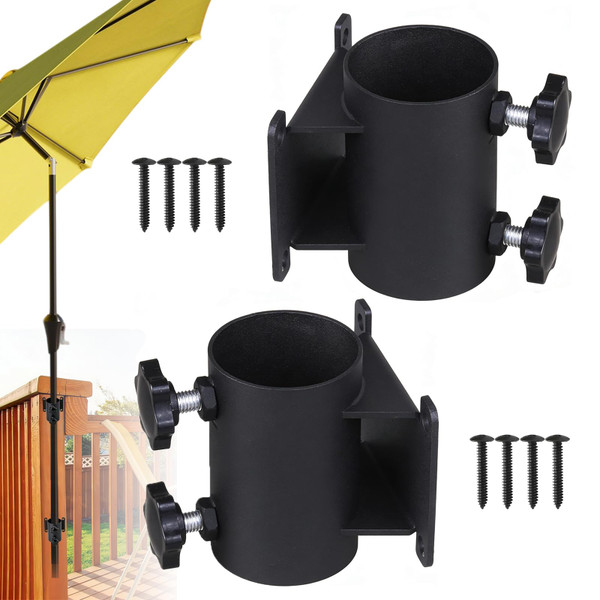 VANROUG Heavy Duty Patio Umbrella Holder,Patio Umbrella Stand Umbrella Clamp Mount Bracket for Deck Railing, Mount to Deck, Fences, Balcony or Outdoor Courtyard