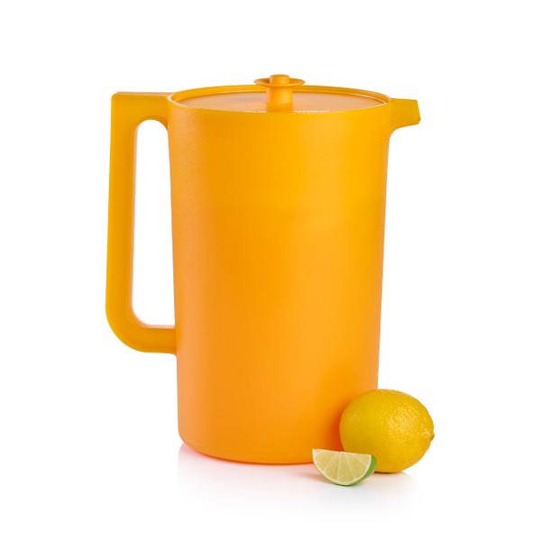 Tupperware Impressions Classic Sheer 1 Gallon Pitcher with Lid in Papaya, Dishwasher Safe and BPA Free, Mess-Free, Reusable Plastic Pitcher with Extra Large Capacity