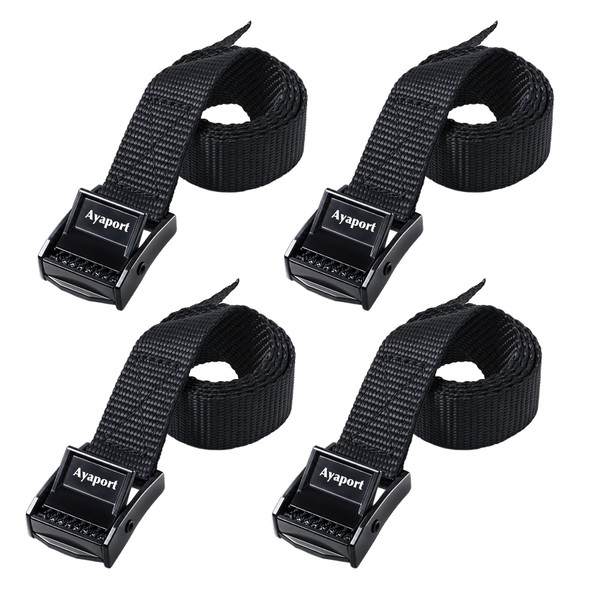 Ayaport Lashing Straps with Buckles Adjustable Cam Buckle Tie Down Cinch Strap for Packing Black 4 Pack