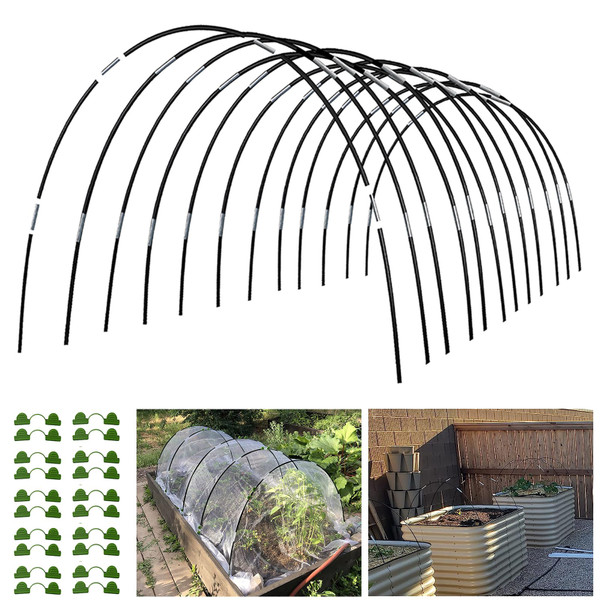 Garden Hoops Grow Tunnel, 12 Sets of 7FT Greenhouse Row Cover Hoops, 60 pcs