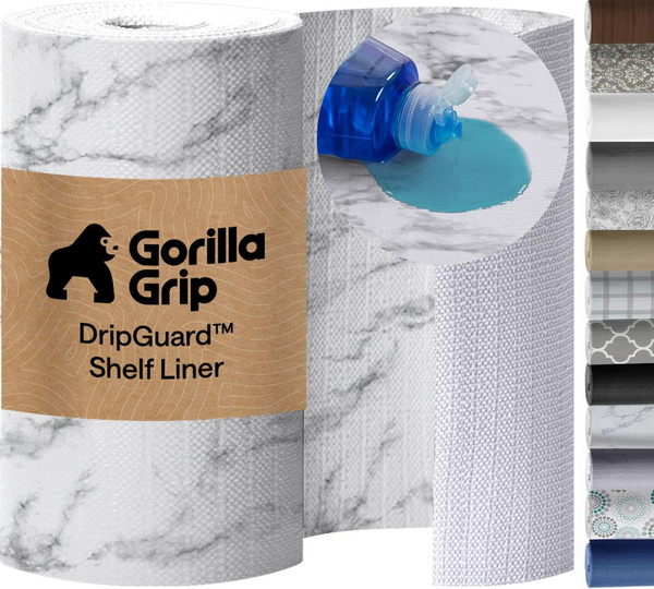 GORILLA GRIP Shelf Liner, Kitchen Drawer Protector, 20" x 20' Marble