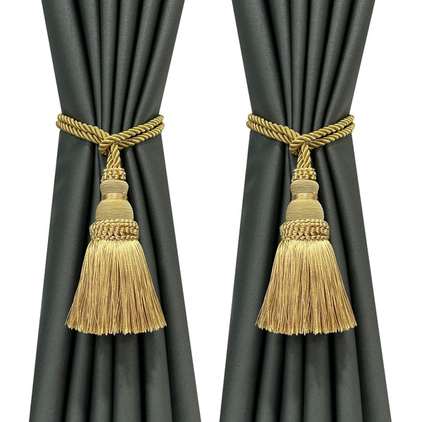 Fenghuangwu 2 Pack Curtain Tie Backs Rope Tassels for Curtain Holdback