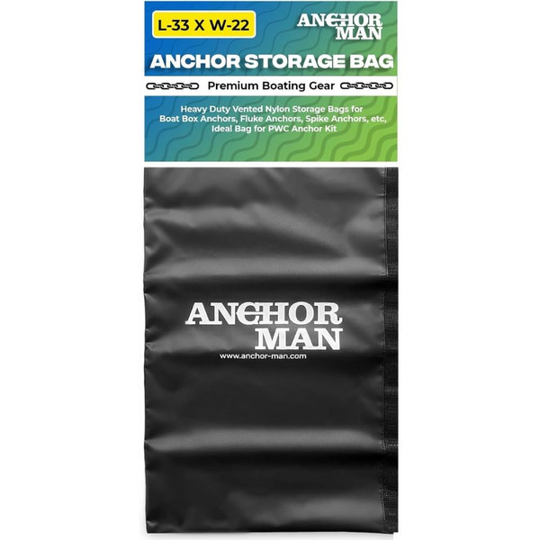 Boat Anchor Bag 22" x 33" - Anchor-Man Vented PVC Anchor Storage Bag, Holds Anchor, Chain & Rope in One, Drains & Air-Dries Wet Line, Heavy-Duty Marine Bag