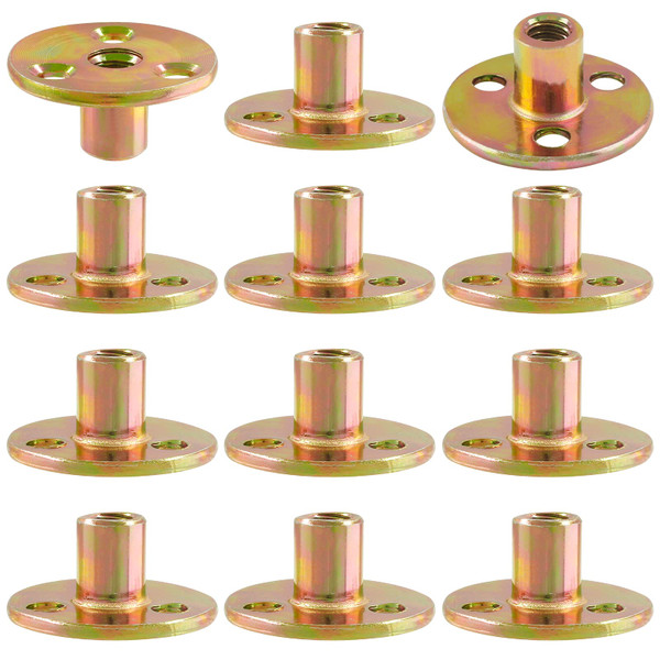 HARSKIYER 12Pcs 3/8"-16 Carbon Steel T-Nut Zinc-Plated Insert Nuts