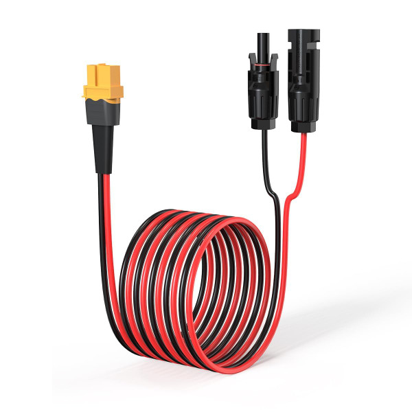 ELFCULB 12AWG 25FT XT60 Solar Cable 2 10 25 35 50 75 100FT XT60 Extension Cable Solar Panel Connector to XT60 Connector for Portable Power Station (25FT)