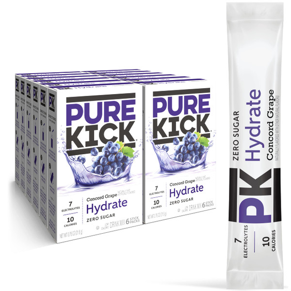 Pure Kick Singles To Go Hydration Drink Mix, Concord Grape, 72 Packets