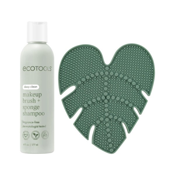 EcoTools Brush Cleaner Mat + Deep Clean Shampoo Bundle, 2 Piece Set