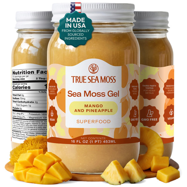 True Sea Moss – Sea Moss Gel – Mango/Pineapple, Pack of 1 (Labels may Vary)