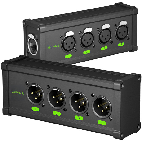 GEARit XLR Over Ethernet 4 Channel Snake Ethercon Cat6 DMX RJ45 No Breakout