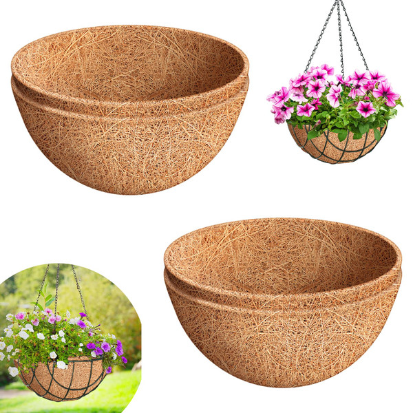 Riare 4 Pack 10 Inch Coco Liners for Planters, Round Hanging Baskets Liners