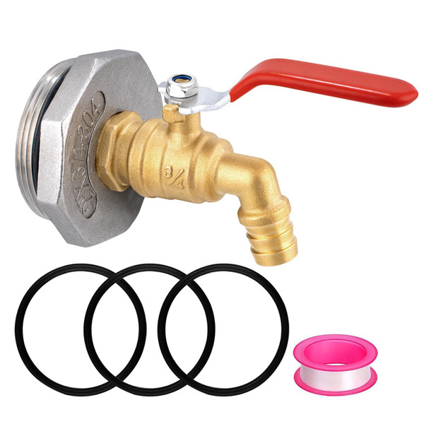 Carvedexquisitely 2" Drum Faucet for 55 Gallon Drum,Brass Rain Barrel Spigot with EPDM Gasket 90 Degree 3/4" Outlet