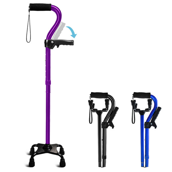 KingPavonini Adjustable Walking Cane for Men & Women, Stable 4-Prong Base