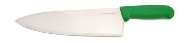 10" Columbia Cutlery Commercial Chef/Cook Knife - Green Fibrox Handle - Razor Sharp and Dishwasher Friendly