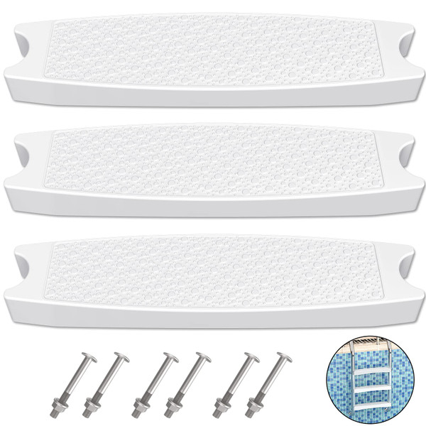 Goovilla Pool Ladder Steps Replacement, (3-Pack) 18" Universal, White